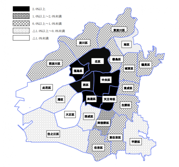 大阪市人口増減マップ